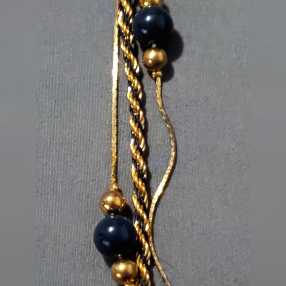Multi-Layer, Blue and Gold Necklace - Picture 5 of 5